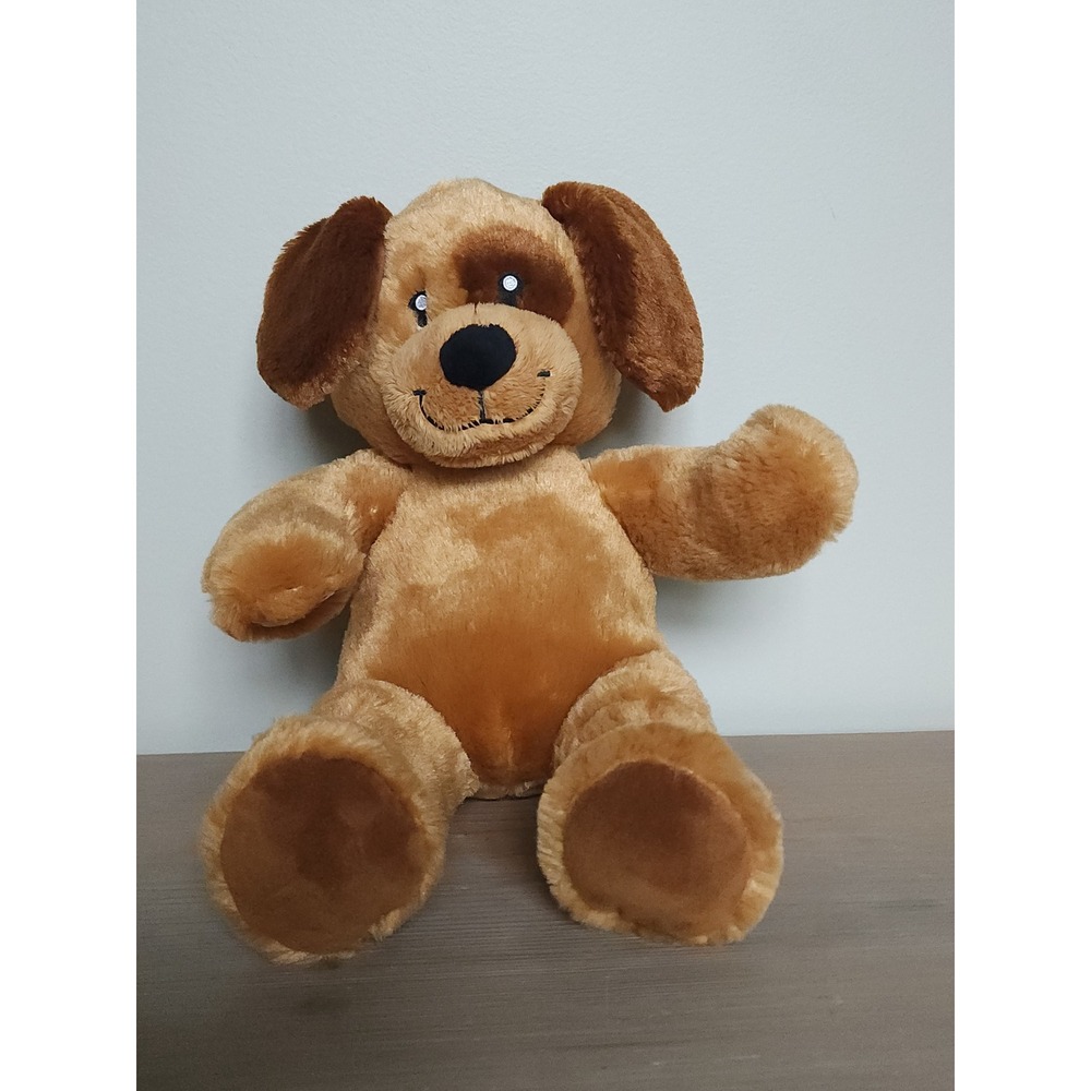 Build-A-Bear Happy Puppy Dog Plush StuffedAnimal Golden Brown Eye Patch BABW 16"